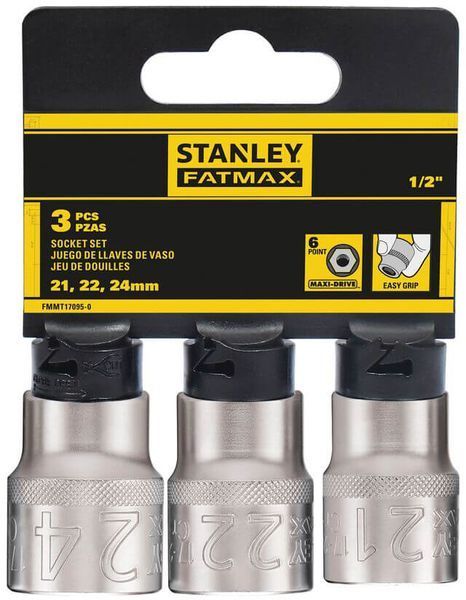 Набор торцевых головок 1/2 Maxi Drive, с шестигранным профилем, 3 шт: 21, 22, 24 мм. STANLEY FMMT17095-0 fmmt17095-0 фото