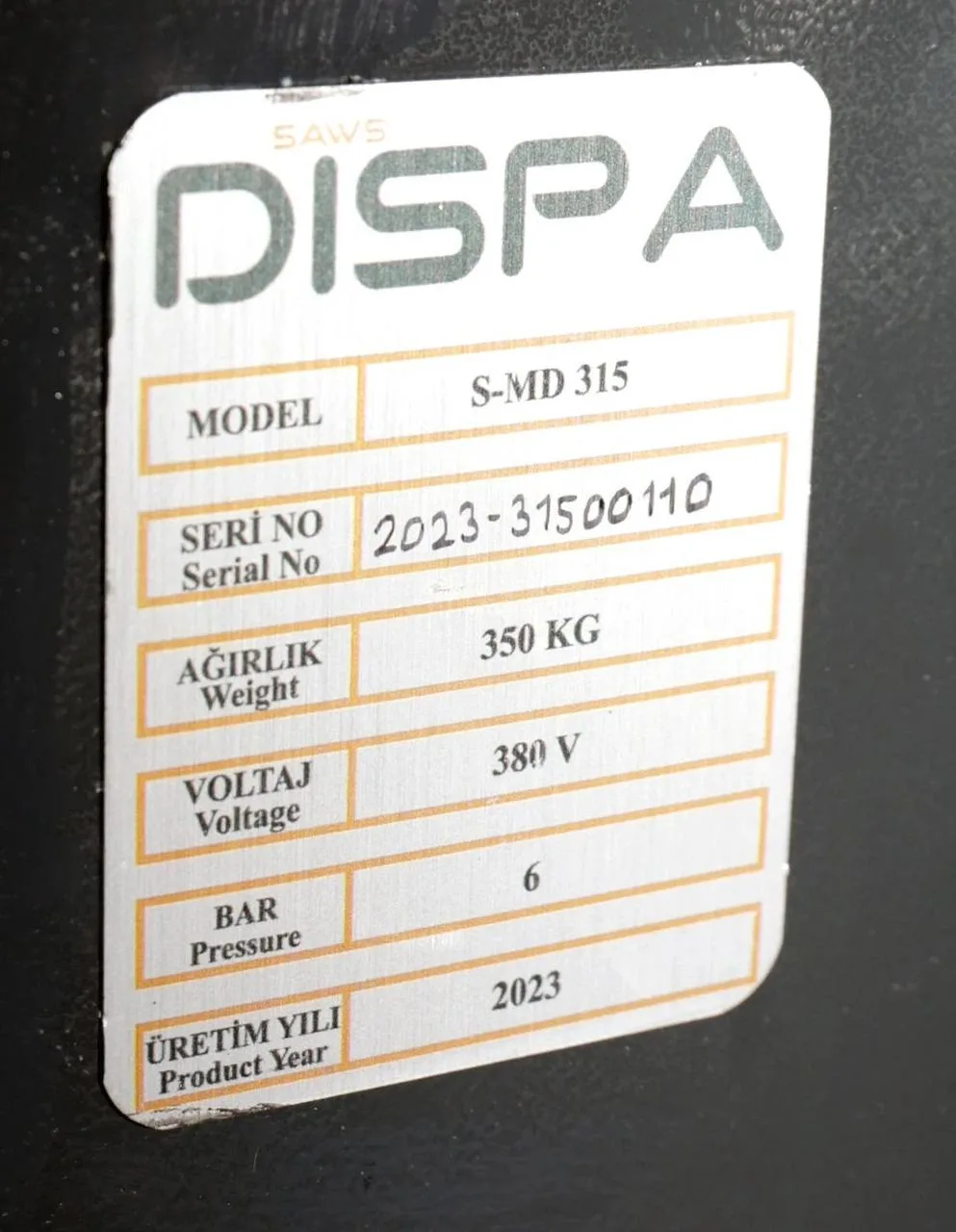 Дисковая пила по металлу с двойным пневмо-зажимом Dispa Makina S-MD 315