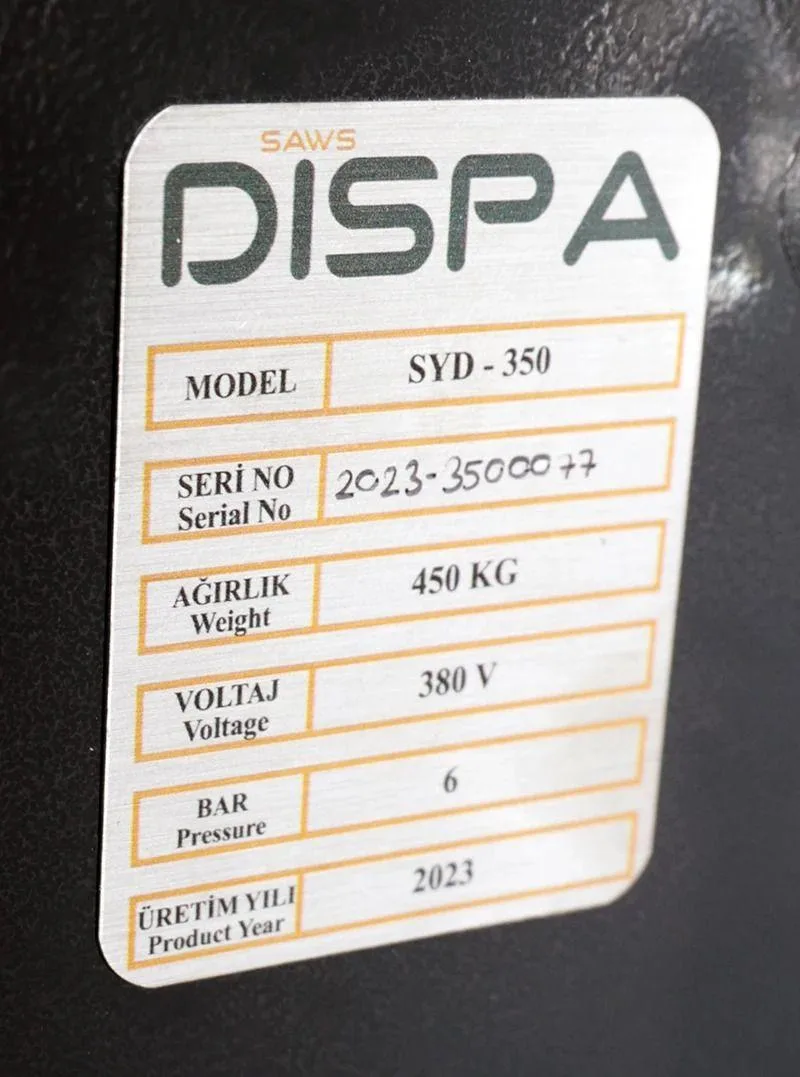 Полуавтоматическая дисковая пила с двойным пневмозажимом Dispa Makina S-YD 350