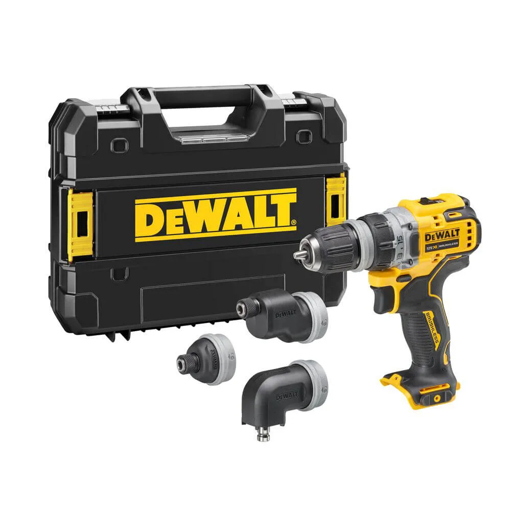 Аккумуляторная безщеточная дрель-шуруповерт DeWALT DCD703NT со сменными насадками.