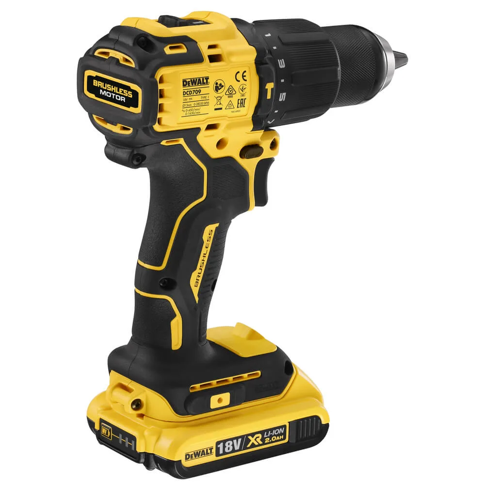 Аккумуляторный бесщеточный ударный дрель-шуруповерт DeWALT DCD709D2T