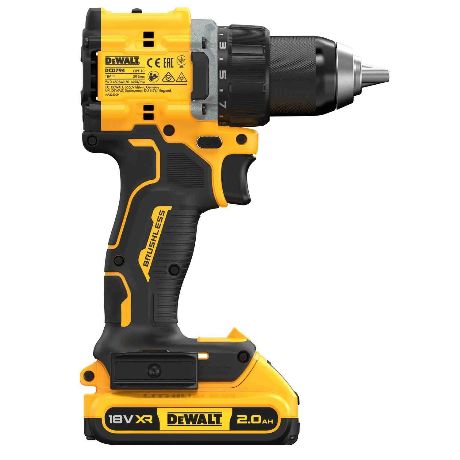 Аккумуляторный безщеточный дрель-шуруповерт DeWALT DCD794D2T