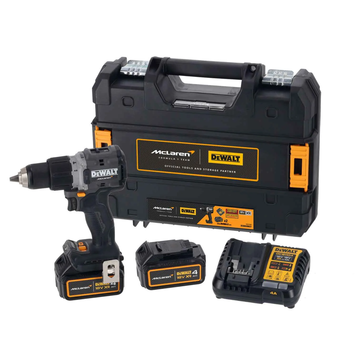 Ударный дрель-шуруповерт DeWALT DCD85MM2T, лимитированная серия McLaren F1 TEAM.