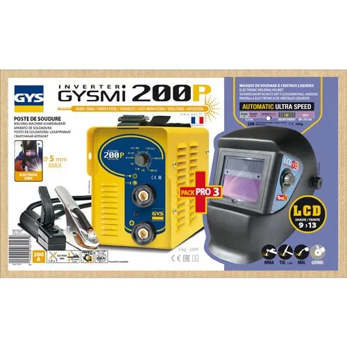 Сварочный инвертор GYS Комплект GYSMI 200 P + маска LCD Techno 9/13