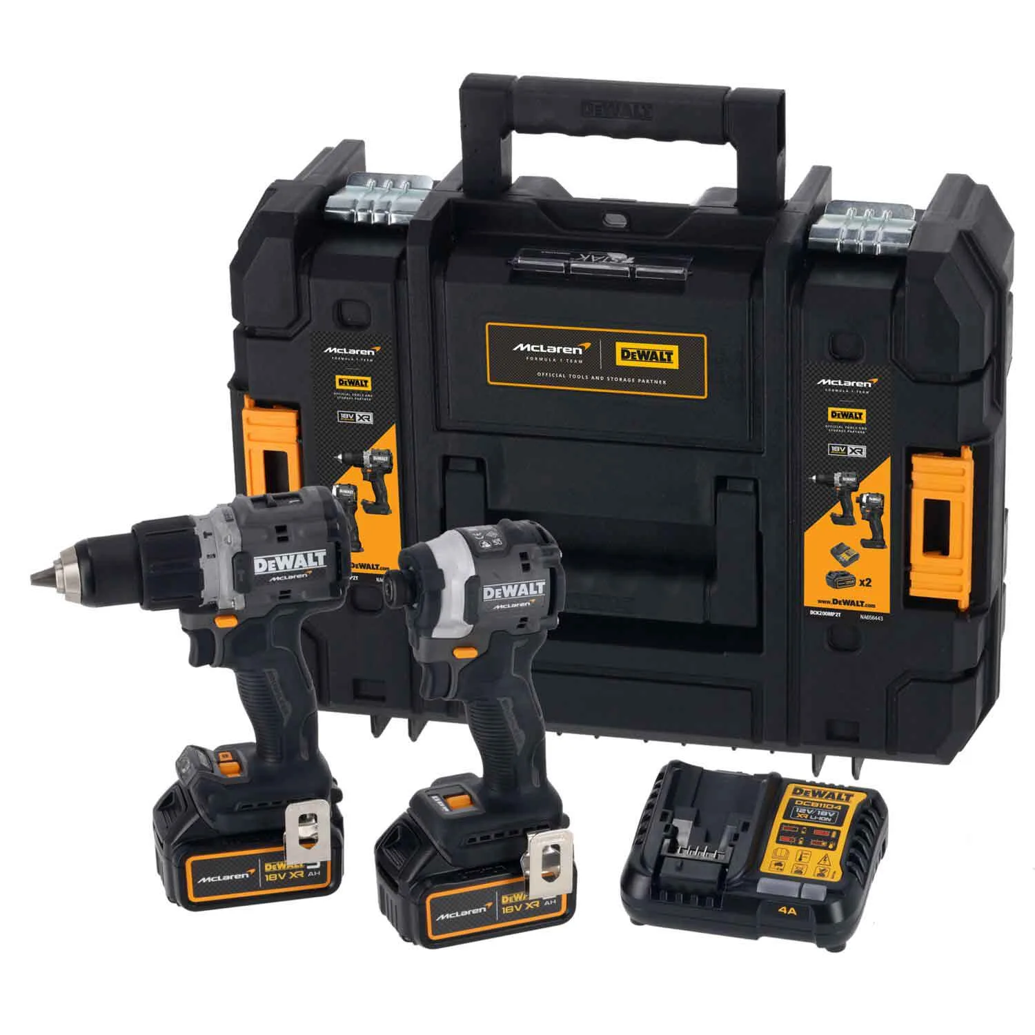 Набор из двух аккумуляторных бесщеточных инструментов McLaren F1 TEAM LIMITED EDITION DeWALT DCK200MP2T.