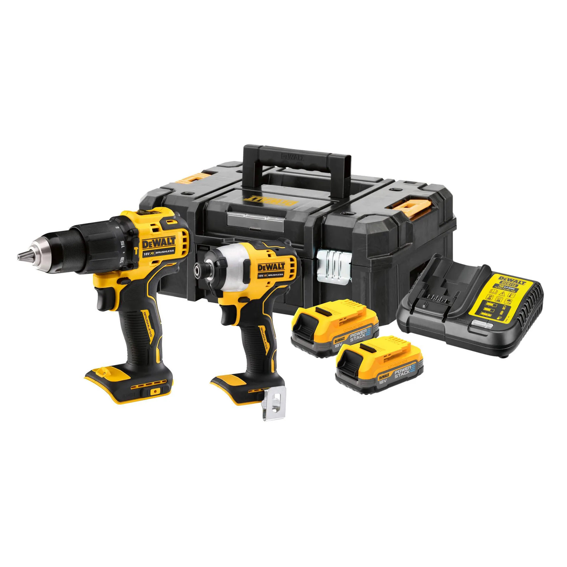 Набор из двух аккумуляторных бесщеточных инструментов DeWALT DCK2062E2T.