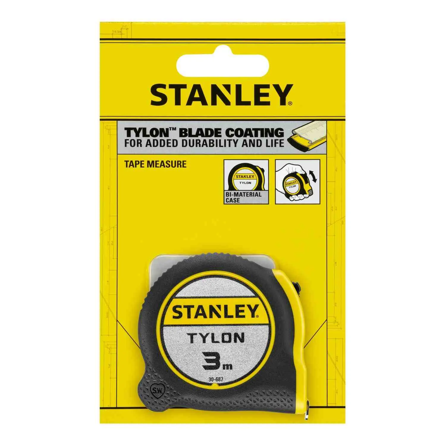 Измерительная рулетка Tylon ™ длиной 3 м, шириной 12,7 мм, в пластиковом корпусе STANLEY 0-30-687.