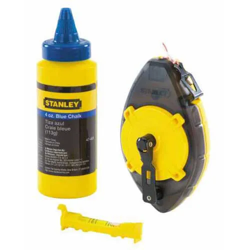 Разметочный шнур PowerWinder длиной 30 м в комплекте с мелом и подвесным уровнем STANLEY 0-47-465.