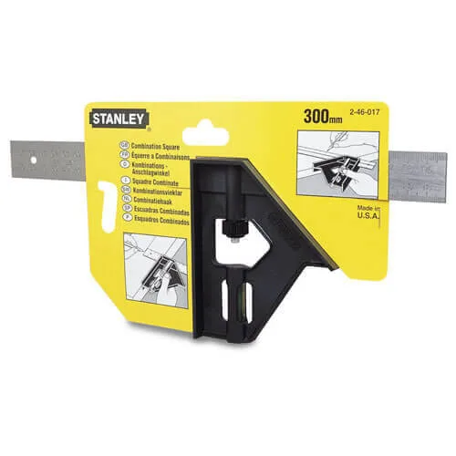 Комбинированный угольник STANLEY 2-46-017, длина линейки 300 мм.