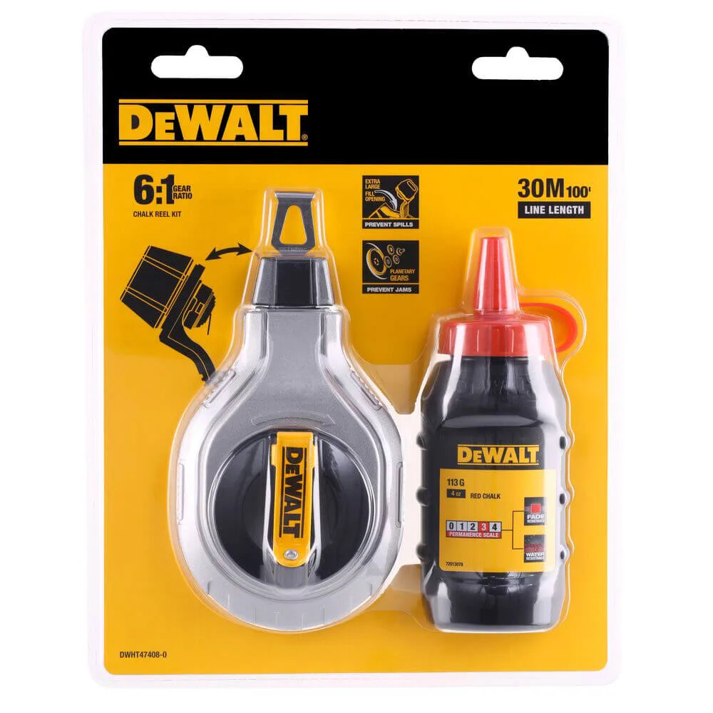 Разметочный шнур длиной 30 м в комплекте с мелом DeWALT DWHT47408-0