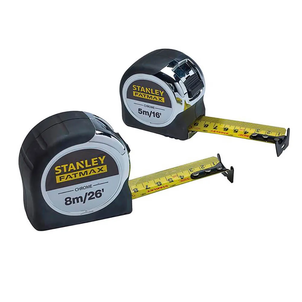 Измерительные рулетки FatMax®, 5м/16х25мм + 8/26х25, в хромированном корпусе STANLEY FMHT43041-0.