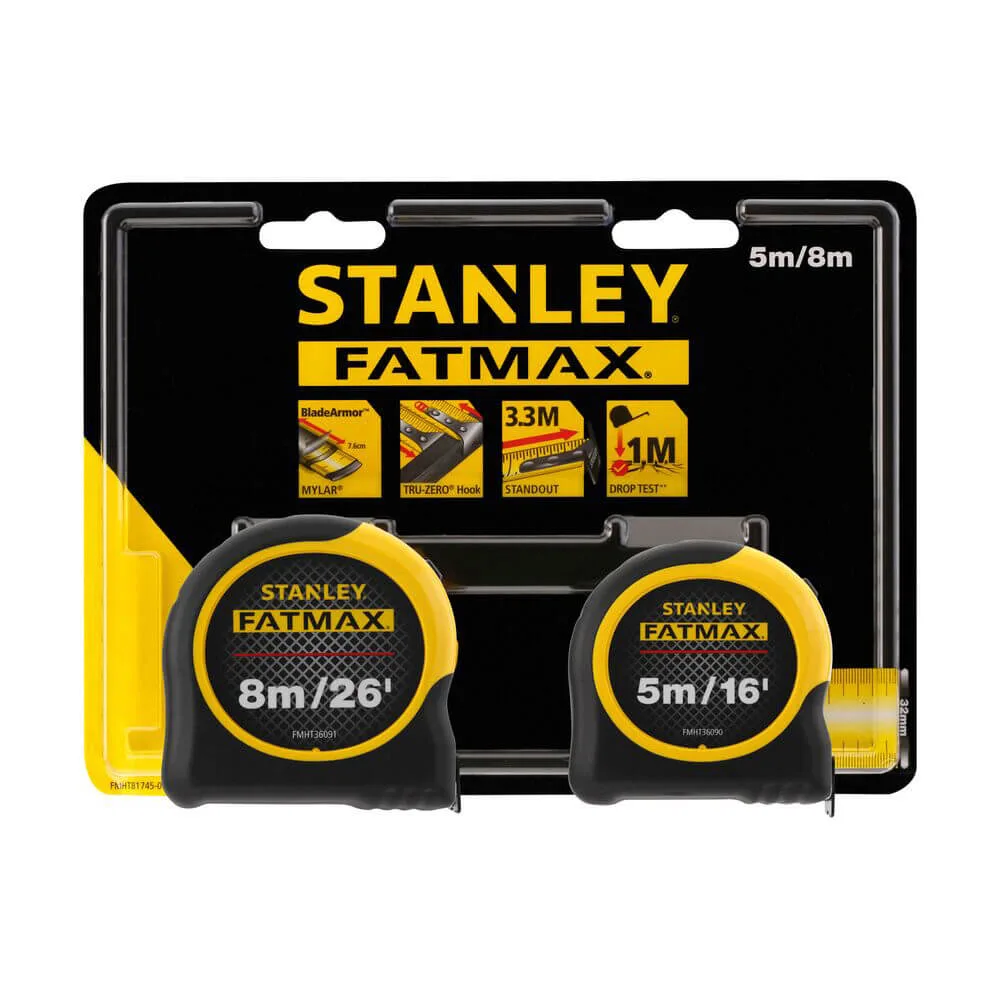 Измерительные рулетки FatMax®, 5м/16х25мм + 8/26х25, в хромированном корпусе STANLEY FMHT81745-0