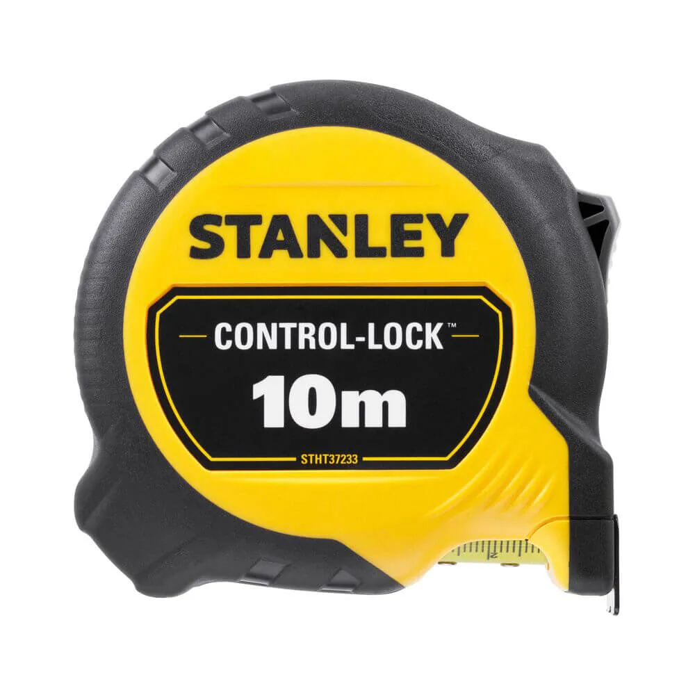 Измерительная рулетка CONTROL-LOCK длиной 10 м, шириной 25 мм, в резиновом корпусе, с двойной шкалой STANLEY STHT37233-0.