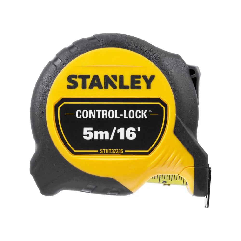 Рулетка вимірювальна CONTROL-LOCK довжиною 5 м/16, шириною 25 мм, в обгумованому корпусі, з подвійною шкалою STANLEY STHT37235-5