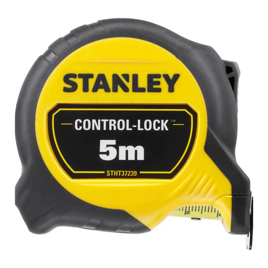 Измерительная рулетка CONTROL-LOCK длиной 5 м, шириной 25 мм, в резиновом корпусе, с двойной шкалой STANLEY STHT37239-3.
