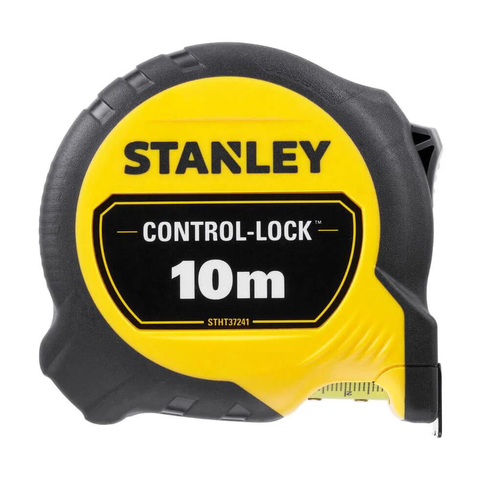 Измерительная рулетка CONTROL-LOCK длиной 10 м, шириной 25 мм, в резиновом корпусе, с двойной шкалой STANLEY STHT37241-3.