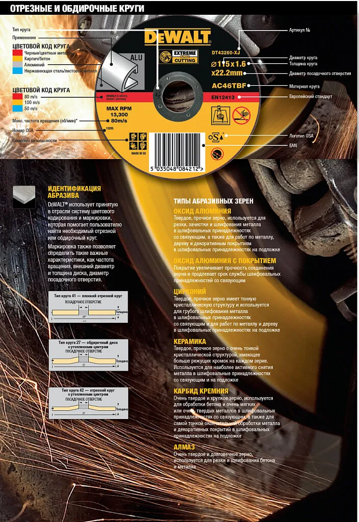 Круг отрезной DeWALT DT43909
