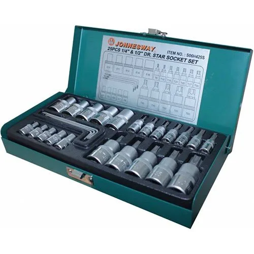Набор головок торцевых Jonnesway со вставками 1/2 и 1/4 DR Torx 25 шт