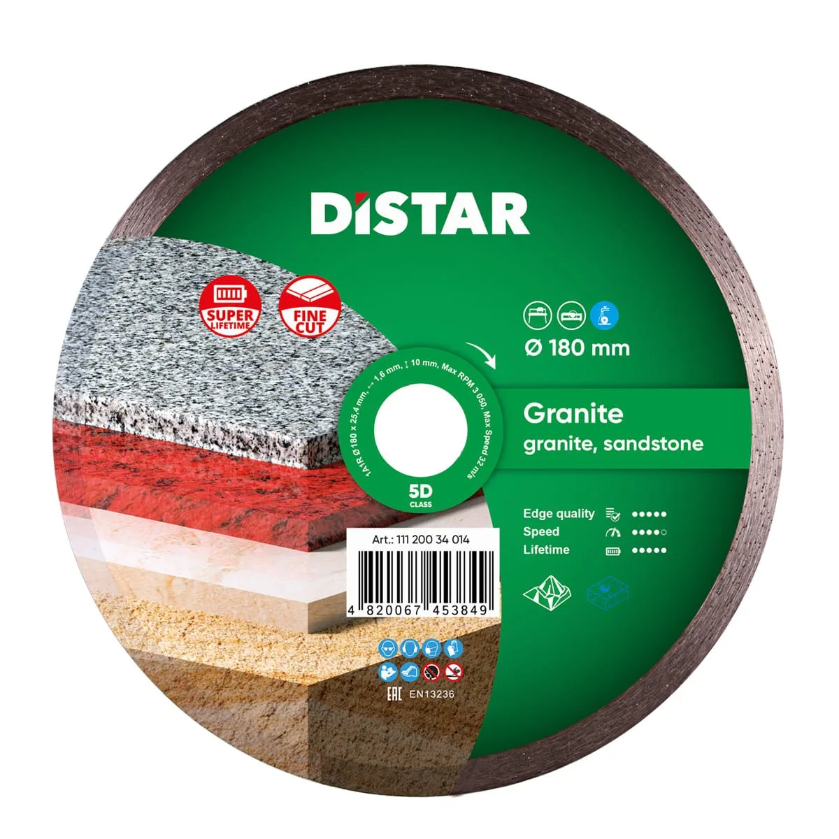 Алмазный диск DiStar 1A1A1R 180x1,4x8,5x25,4 Granite