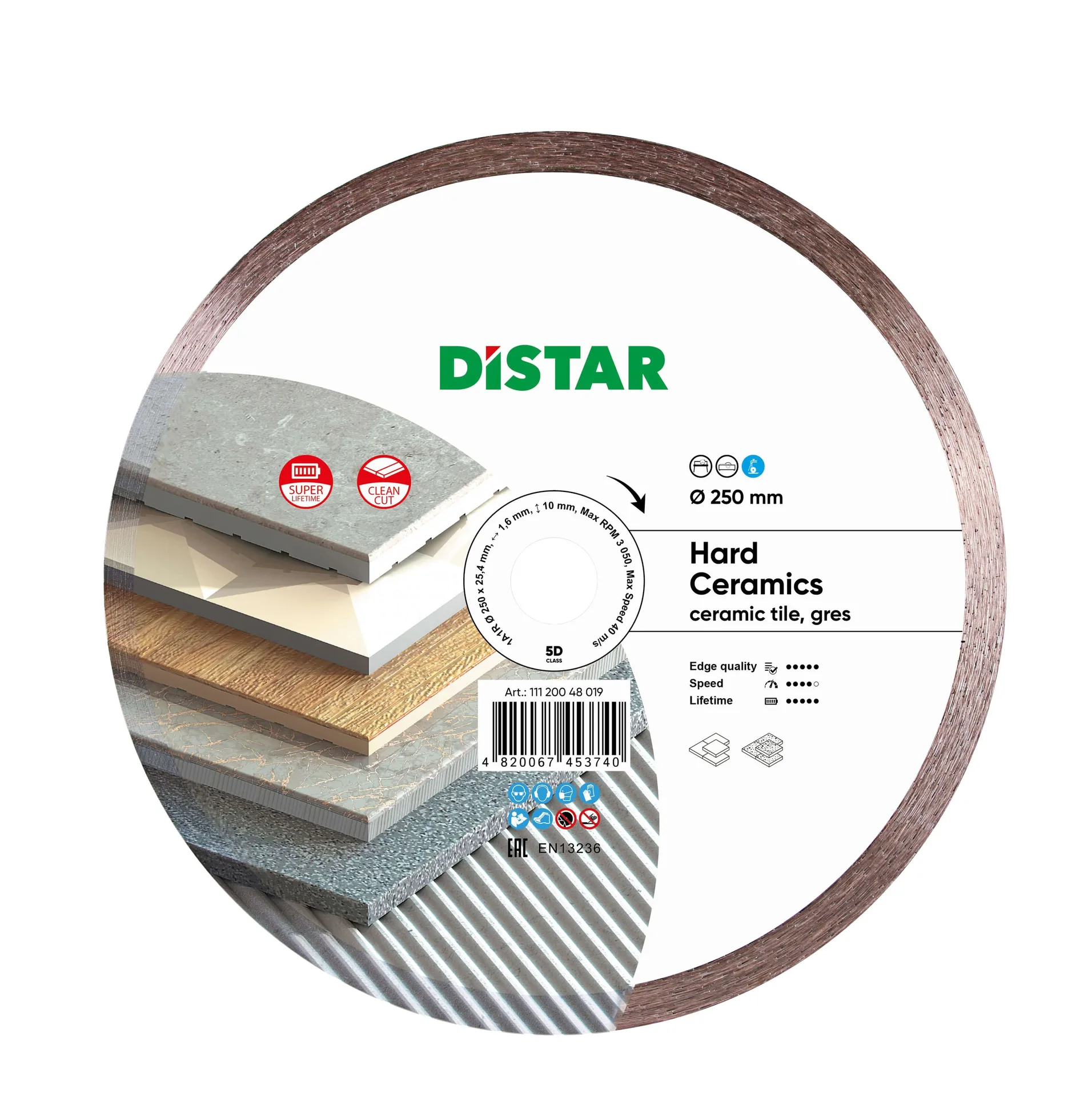 Алмазный диск DiStar 1A1R 250x1,6x10x25,4 Hard ceramics