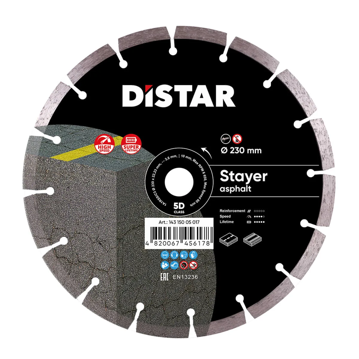 Алмазный диск DiStar 1A1RSS/C3 230x2,6/1,8x10x22,23-16-HIT STAYER