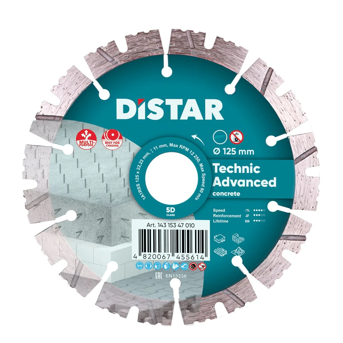 Алмазный диск DiStar 1A1RSS/C3 125x2,2/1,4x11x22,23-10-HIT Technic Advanced