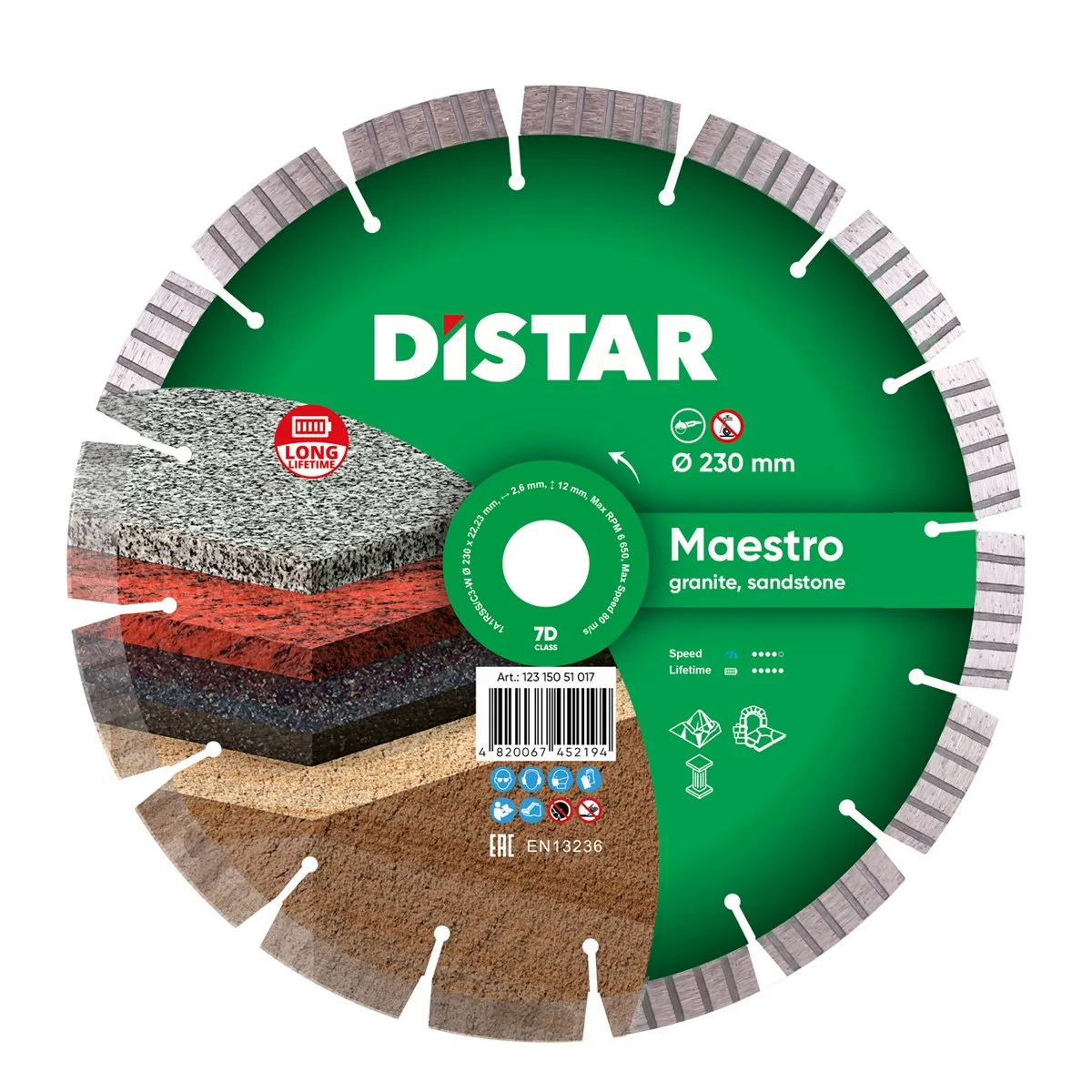 Алмазный диск DiStar 1A1RSS/C3-W 230x2,6/1,6x22,23-16-ARPS 38x2,6x10+2 R103 Maestro