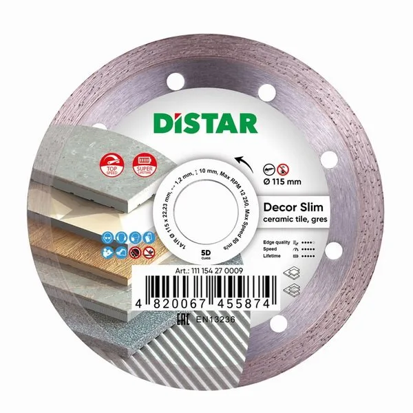 Алмазный диск DiStar 1A1R 115x1,2/1,0x8x22,23 Decor Slim