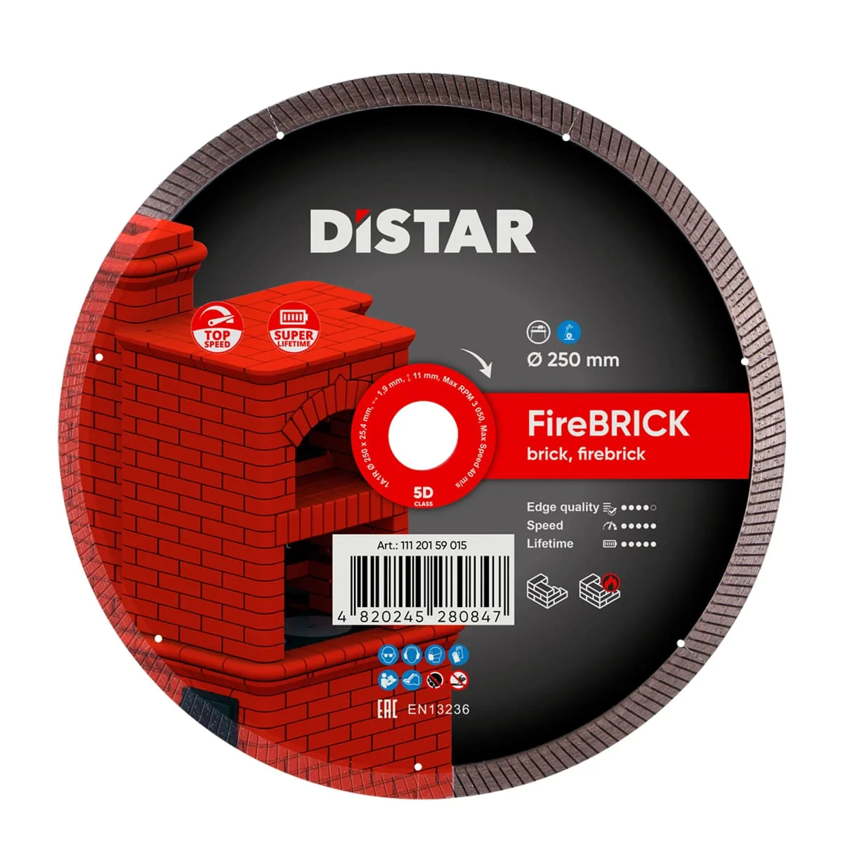 Алмазный диск DiStar 1A1R 250x1,9/1,5x11x25,4 FireBRICK
