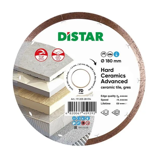Алмазный диск DiStar 1A1R 180x1,4/1,0x8,5x25,4 Hard ceramics Advanced