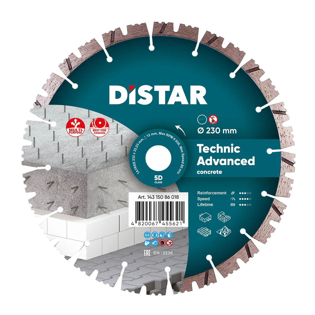 Алмазный диск DiStar 1A1RSS/C3 232x2,6/1,8x12x22,23-16-HIT Technic Advanced