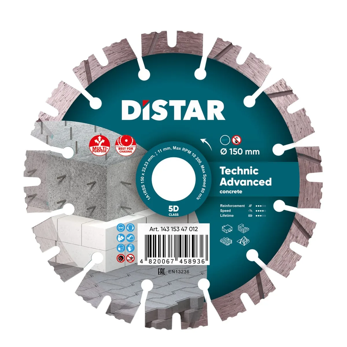 Алмазный диск DiStar 1A1RSS/C3 150x2,3/1,5x11x22,23-12-HIT Technic Advanced