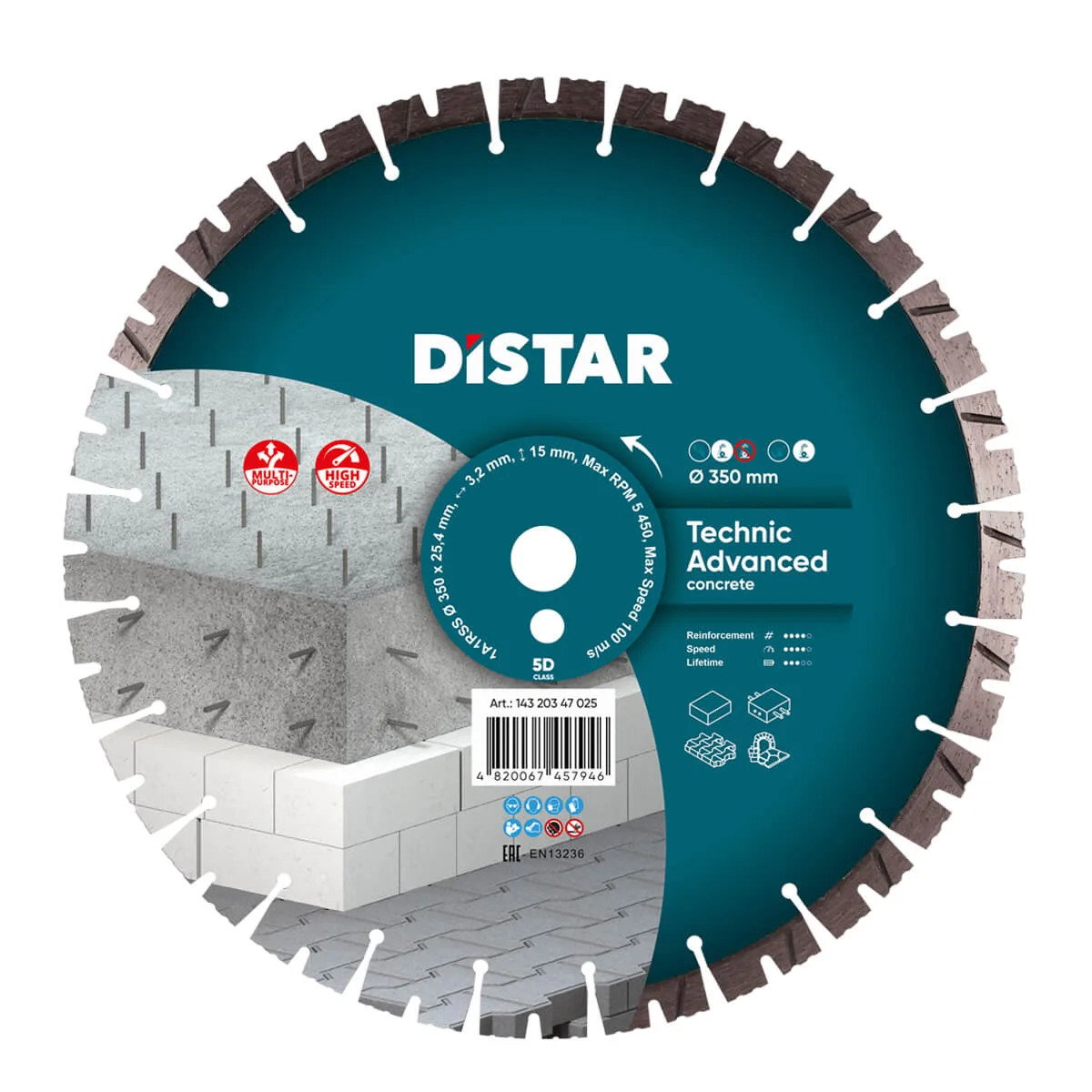 Алмазный диск DiStar 1A1RSS/C3 350x3,5/2,5x15x25,4-(11,5)-24-HIT Technic Advanced
