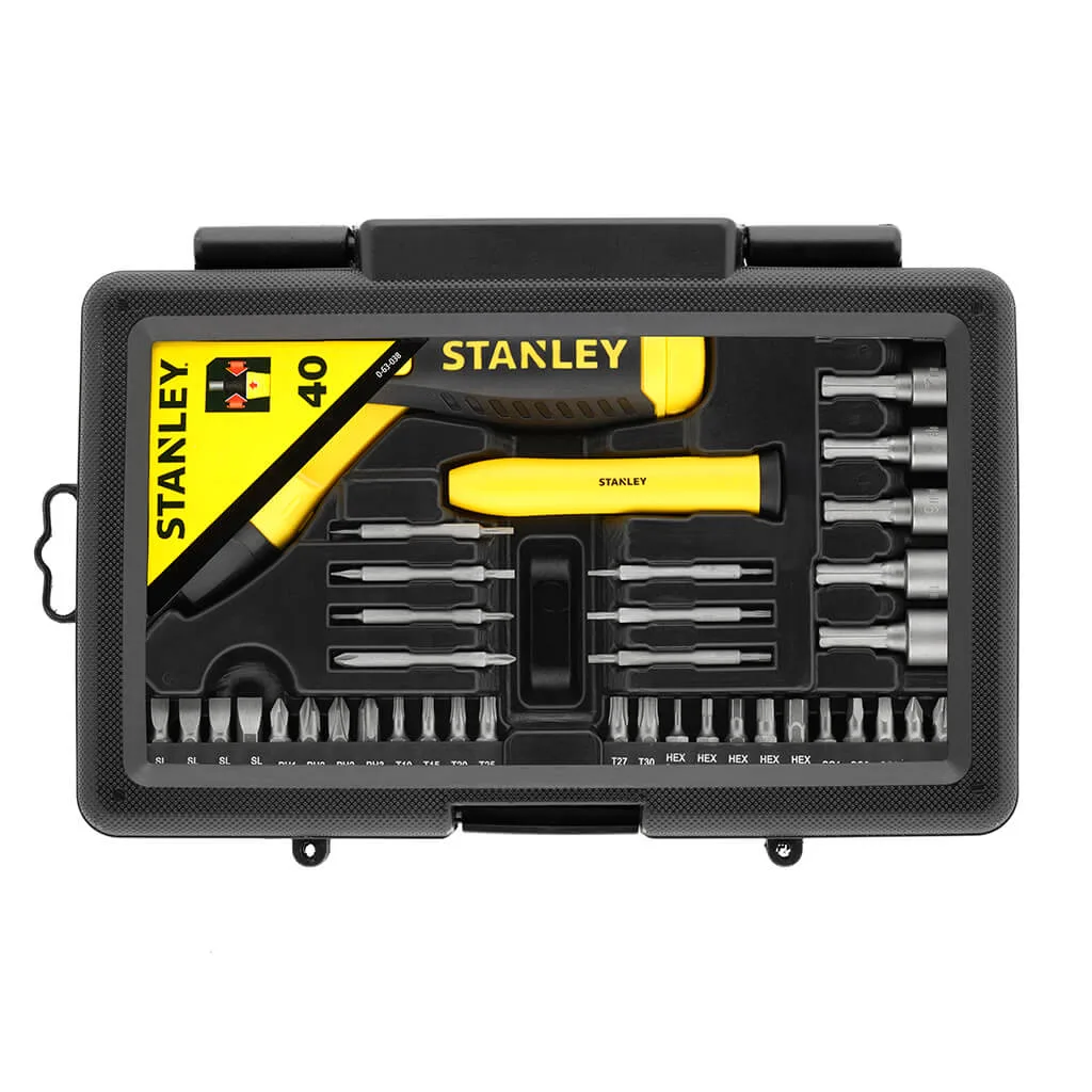 Отвертка с храповым механизмом Pistol Grip Ratchet STANLEY 0-63-038 с набором из тридцати семи бит.