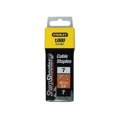 Полукруглые скобы CABLE типа 7 высотой 14 мм для крепления кабеля, в упаковке по 1000 шт. STANLEY 1-CT109T.