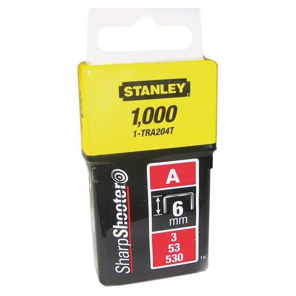 Скобы типа А высотой 6 мм, для степлера ручного Light Duty, в упаковке 1000 шт STANLEY 1-TRA204T.