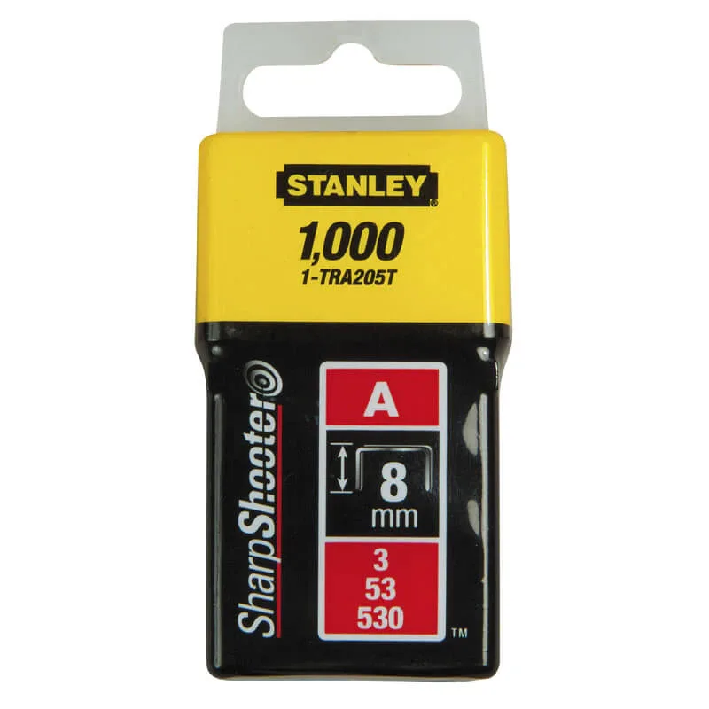 Скобы типа А высотой 8 мм, для степлера ручного Light Duty, в упаковке 1000 шт STANLEY 1-TRA205T.