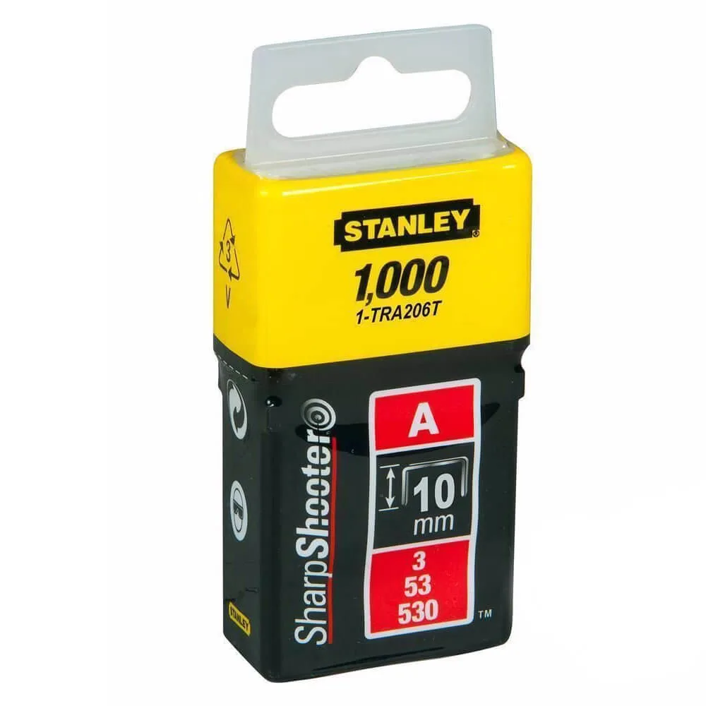 Скобы типа А высотой 10 мм, для степлера ручного Light Duty, в упаковке 1000 шт STANLEY 1-TRA206T.