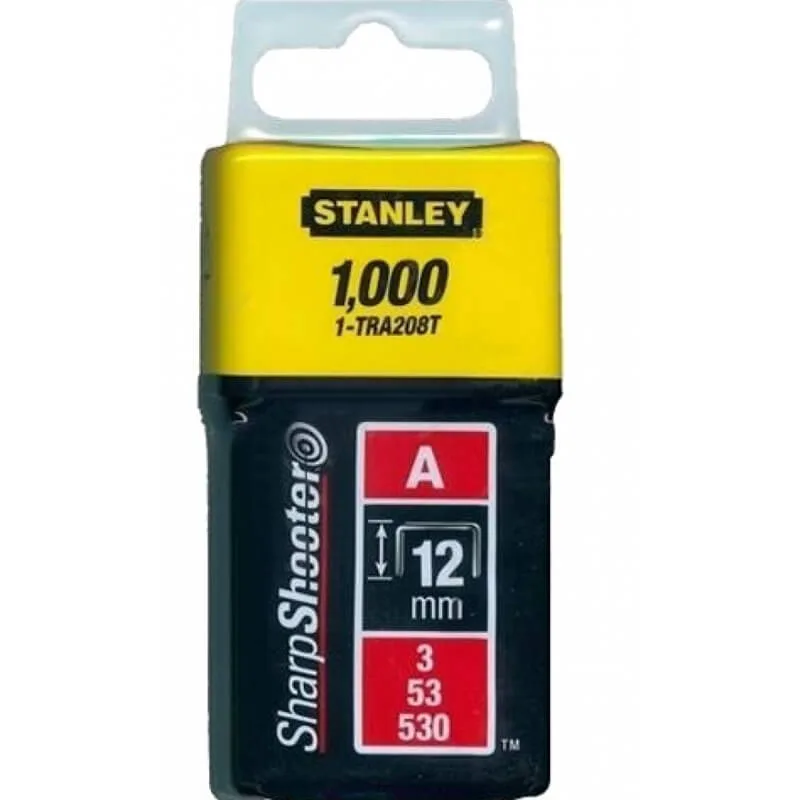 Скобы типа А высотой 12 мм, для степлера ручного Light Duty, в упаковке 1000 шт STANLEY 1-TRA208T.