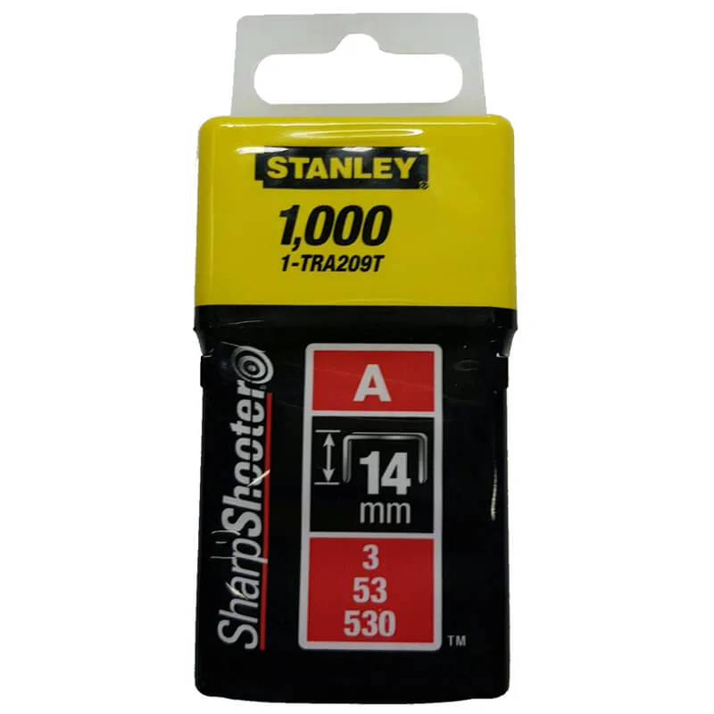 Скобы типа А высотой 14 мм, для степлера ручного Light Duty, в упаковке 1000 шт STANLEY 1-TRA209T.