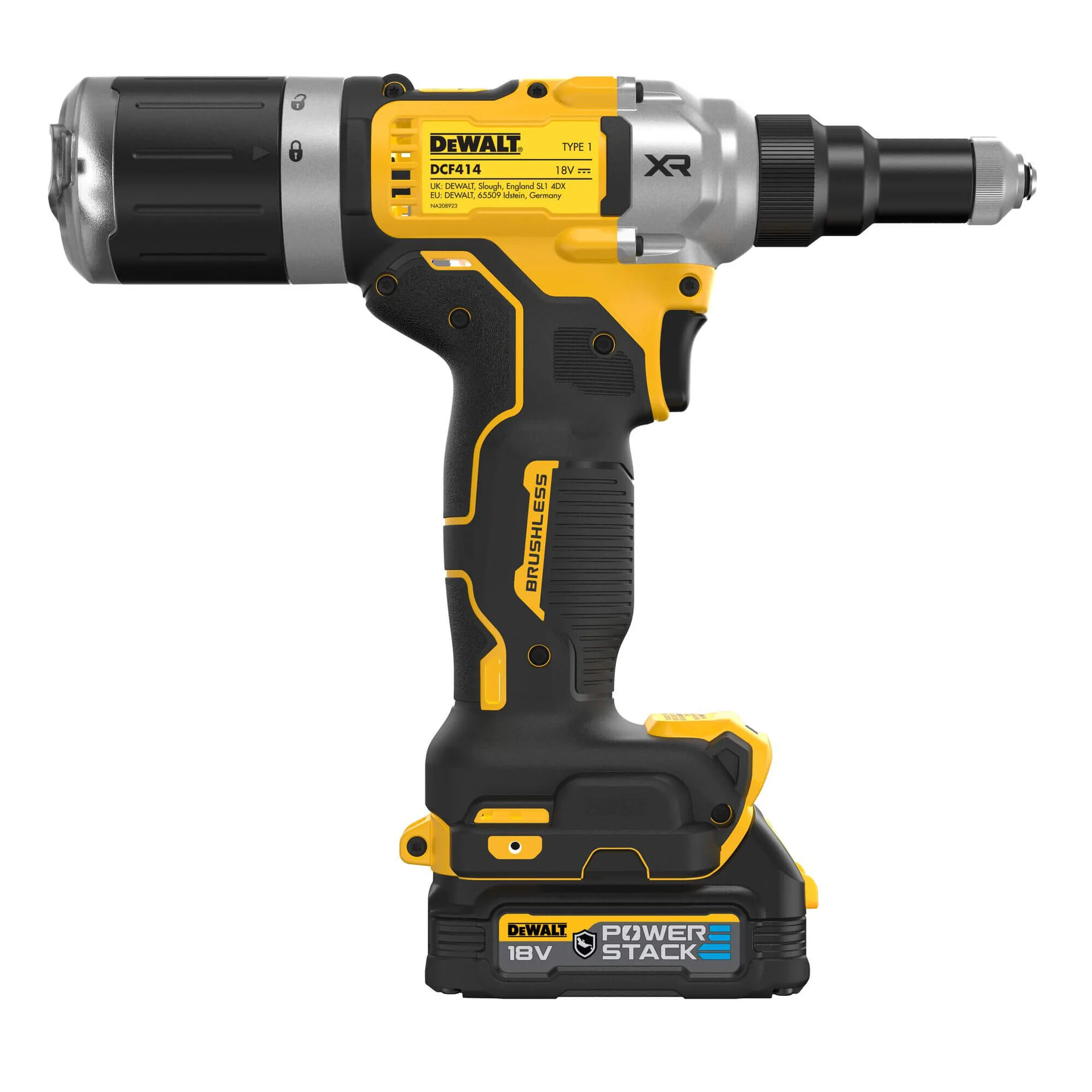 Аккумуляторный заклепочник DeWALT DCF414E2GT без щеток