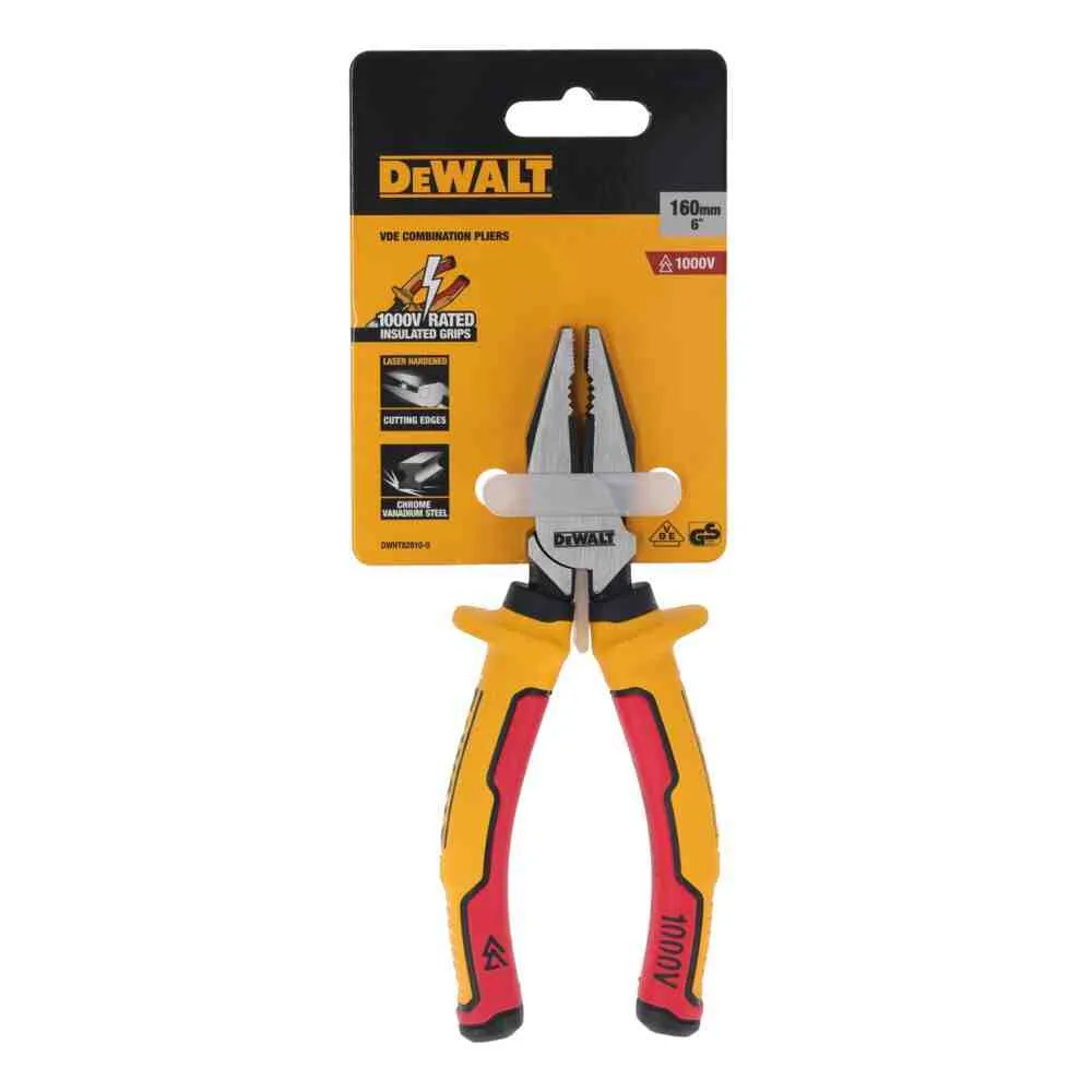 Электрические плоскогубцы LASER HARDENED VDE 1000V комбинированные длиной 160 мм DeWALT DWHT82810-0