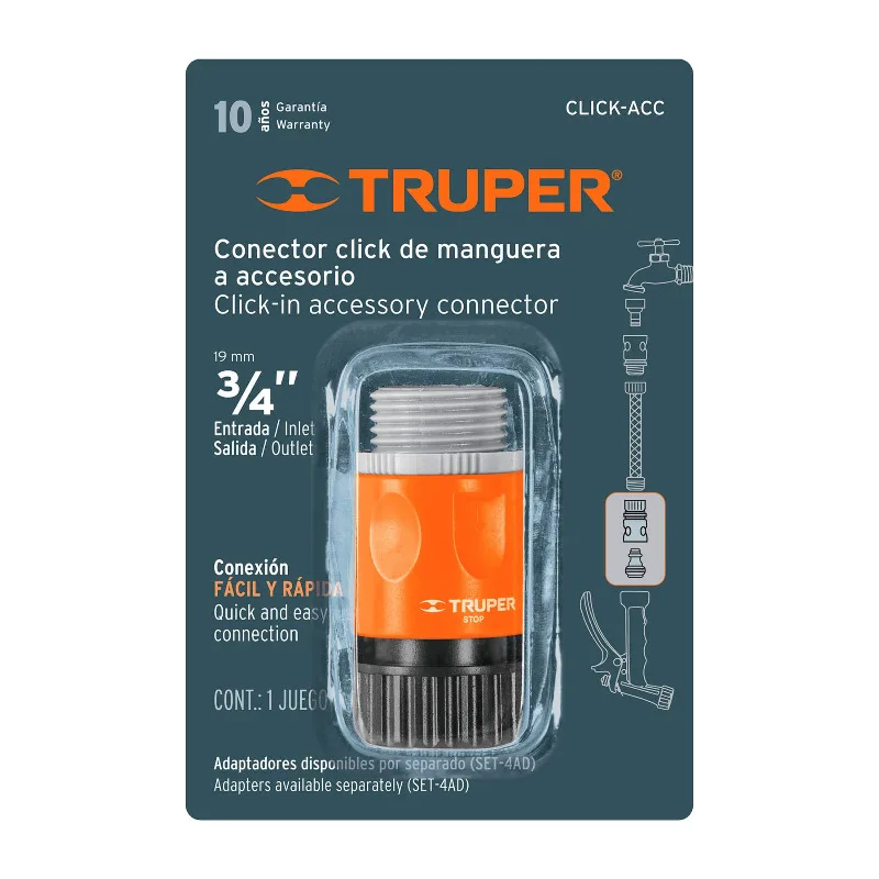 TRUPER CLICK-ACC Переходник шланг/кран Пластик мама 3/4"