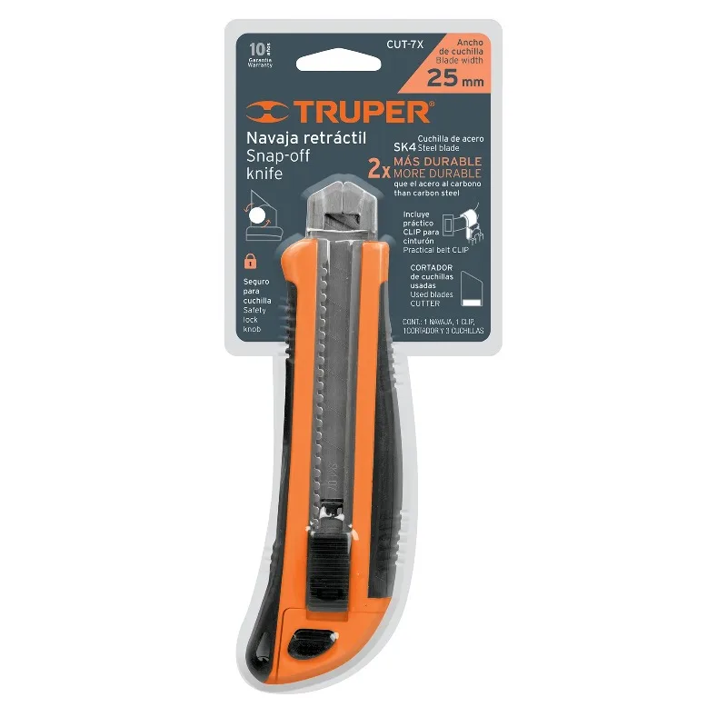 TRUPER CUT-7X Нож выдвижной резиновая ручка лезвие 25 мм