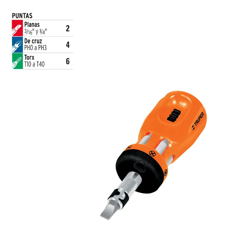 TRUPER DTROM-12B Отвертка-ручка Mini 6 двойных бит Cr-V