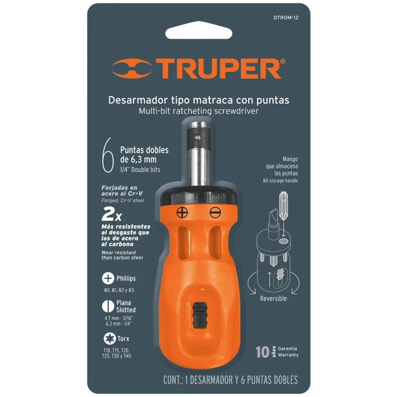 TRUPER DTROM-12B Отвертка-ручка Mini 6 двойных бит Cr-V