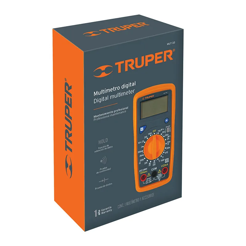 TRUPER MUT-33 Тестер Мультиметр Comfort подсветка (200mV-500V) 1 Bat 9V