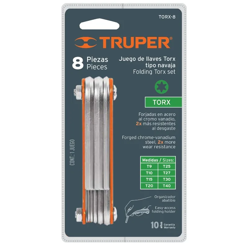 TRUPER TORX-8 Набор ключей Torx в металлической ручке 8шт